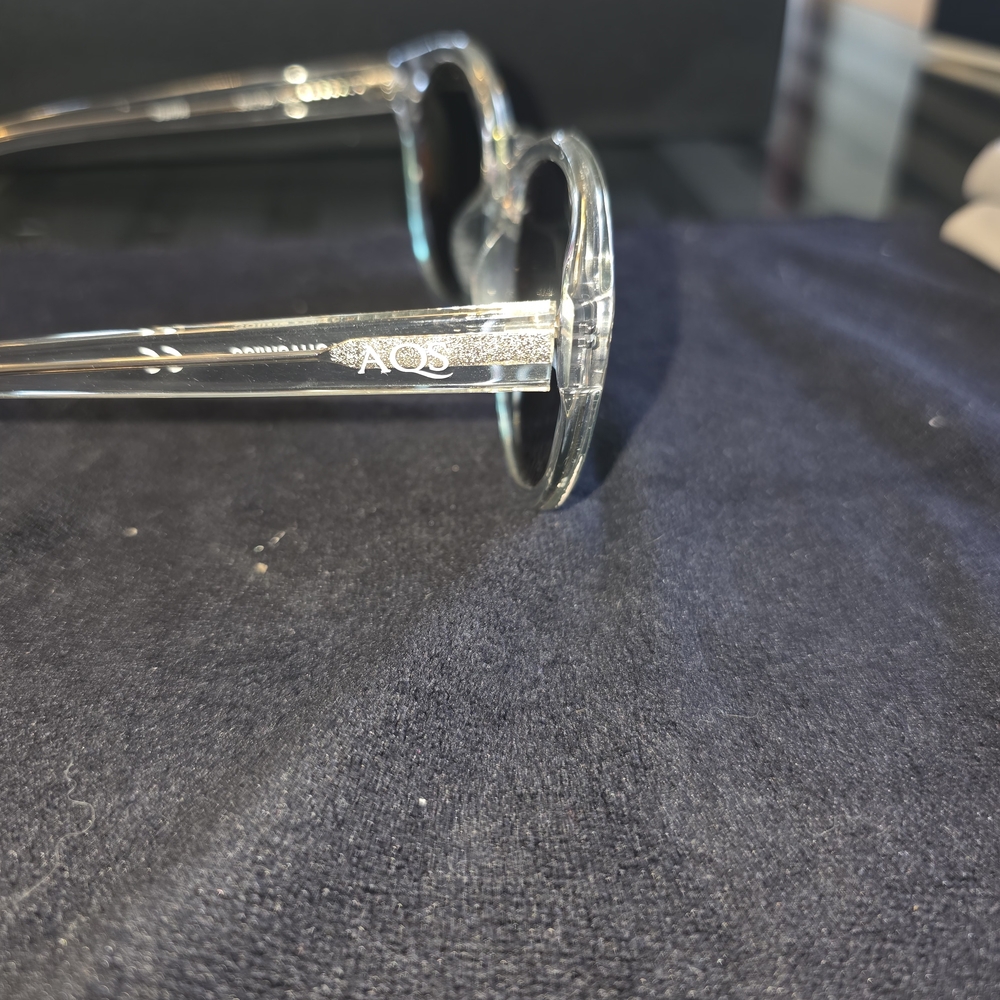 AQS Clear Frame Sunglasses with Green Lenses - Picture 2 of 5